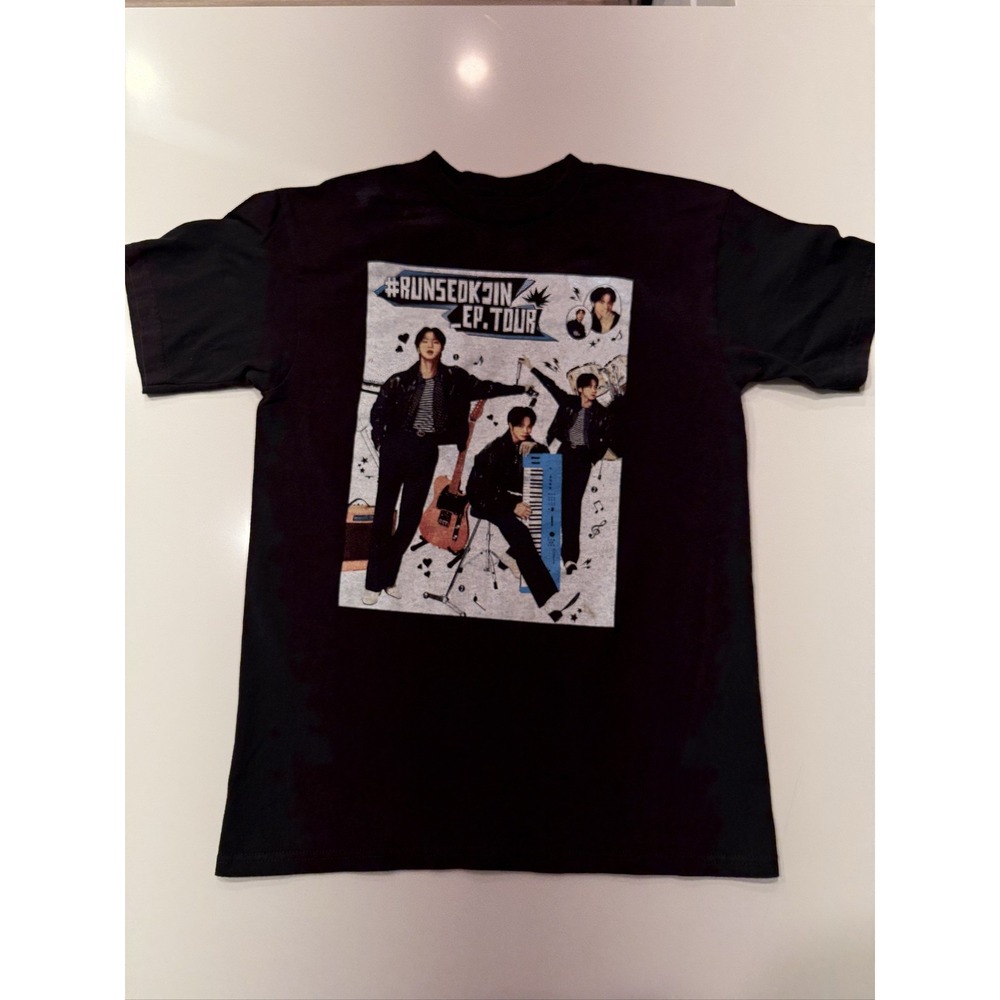 RUNSEOKJIN EP.TOUR BTS Jin Graphic Print Black T-Shirt 2025 Tour Dates Mens S